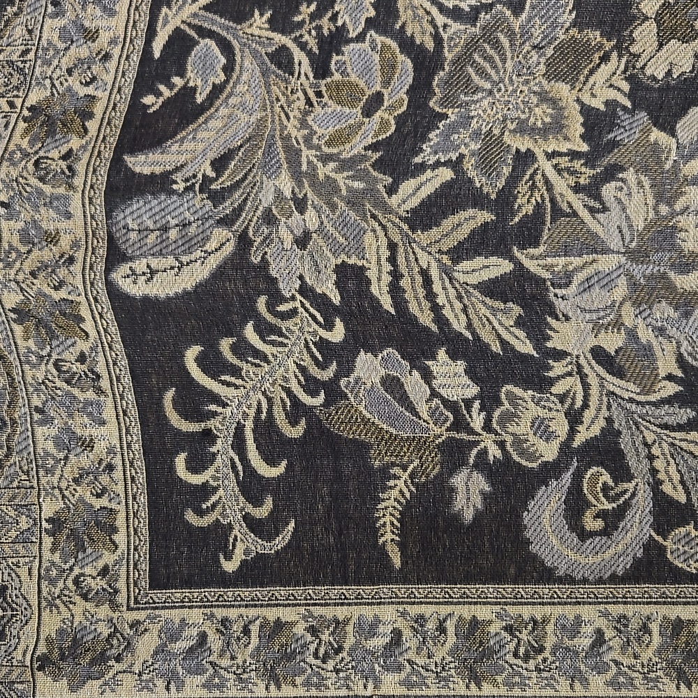Reversible Black Gold Jacquard Pashmina Scarf Shawl Wrap Floral 66x27 - Picture 16 of 17